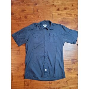 Carhartt Shirt Mens XLT XL Tall Blue Canvas Relaxed Fit Workwear Utility Adult